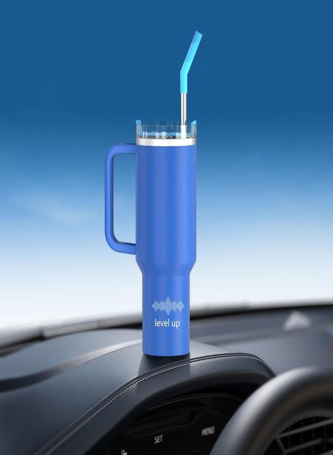 ليفل أب كوب معزول حراري سعة ١٢٠٠ مل/٤٠ أونصة | جدار مزدوج | ستانلس ستيل | محكم الإغلاق بتفريغ الهواء | مانع للتسرب | مزود بماصة | للمشروبات الباردة والساخنة (كوب أزرق سكاي لاين) - Image 3